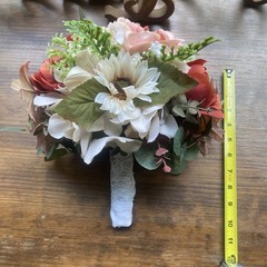 Beautiful Bridal Wedding Bouquet Budget Handmade Faux Floral Red Pink White