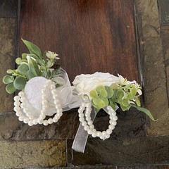 SET OF 3 Assorted Flower White Sola Bridal Wedding Bouquet with corsages