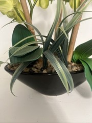 Huge Orchid Flower Display 17in Green Artificial Silk Flowers in Black Pot Faux