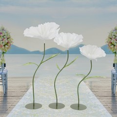 3pcs Artificial Handmade Free Standing Decoration Corn Poppy Flower Round Bases