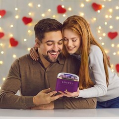 Gift for Girlfriend- Valentine Purple Rose box with necklace,