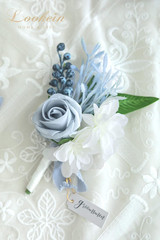 Set of 6 Dusty Blue Wedding Boutonniere for Men Artificial Flowers for Wedding G