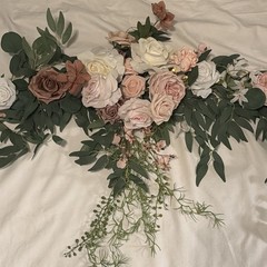 LING’S MOMENT WEDDING GARLAND 9ft, Dusty Rose, Cream, White, Pastel Pink, Gold