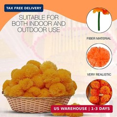 5 PC – 5 feet Marigold Garland |Indian/American Wedding Party Mantle Decoration,