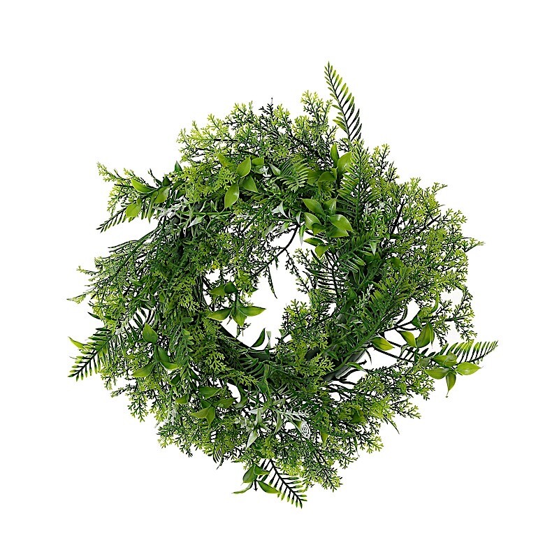 2 Green 12″ Artificial Leaves Wreath Candle Rings Wedding Party Events Supplies