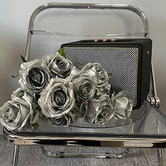 Artificial Silk Rose Flower Bouquet Lifelike Fake Rose for Wedding Home Silver
