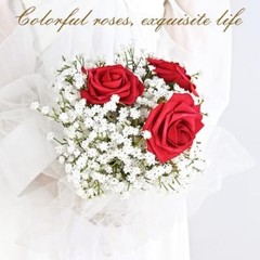 Artificial Flowers Fake Roses with Stems Boxed Foam Roses for DIY 16Pcs Red
