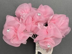 Studio His & Hers Pink Organza Rhinestone Rose Pick 914333