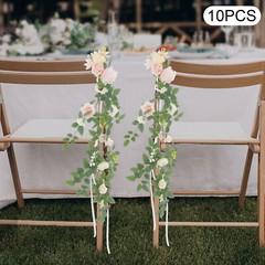 10 Pieces Wedding Chair DIY Decorations, Wedding Aisle Floral Artificial Flowers