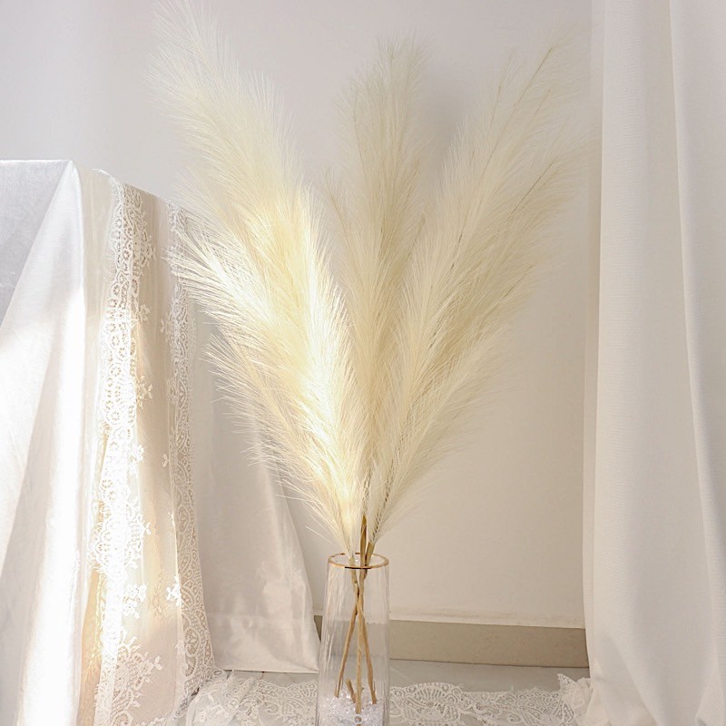 3 CREAM 44″ ARTIFICIAL Pampas Grass SPRAYS Faux Plant STEMS Party Decorations