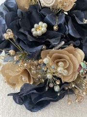 A&C Faux Flower Wedding/Quinceañera Bouquet Brand New In Box Navy And Gold