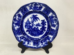 Antique 10-1/4″ Kyber Pattern Flow Blue Plate Wm Adams & Son England