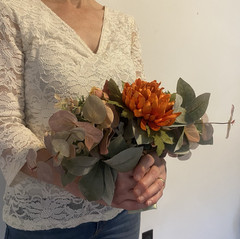 Bridal Wedding Bouquet Hand made Budget Handmade Faux Flowers Orange Red Yellow