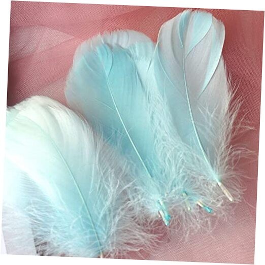 100Pcs Lake Blue Natural Goose Feathers, 3-5Inch 100pcs Lake Water Blue