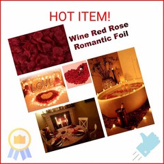 AWCCXMYM 1000PCS Wine Red Fake Rose Petals for Romantic Night Romantic Festive A