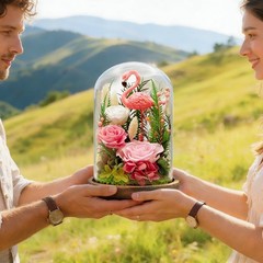 Eternal Flowers with Flamingo-Big Flower Big Love- Graduation Pink