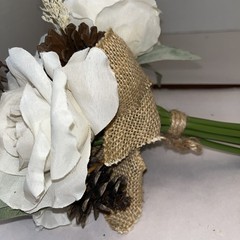 Rustic Cream/ivory Rose Wedding Boutique Set Natural Brown Accents Artificial