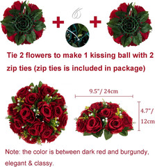 BLOSMON Flower Centerpieces for Tables Wedding: 10 Pcs Crimson Red Artificial Ro