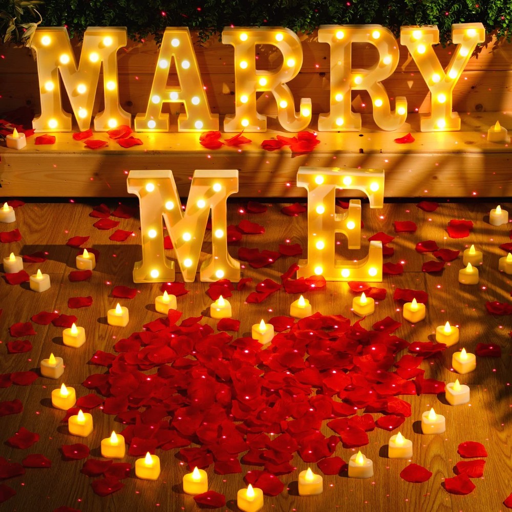 Hortsun Marry Me Light up Letters Proposal Decorations Will You Me, Red
