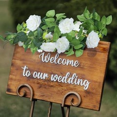 15.5Ft Artificial Rose Vine Fake Flower Garland Floral Garland Faux 2Pcs White
