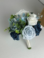 Ling’s Moment 7” Wedding Bouquet Navy Blue Bridal Bridesmaid Flowers NEW