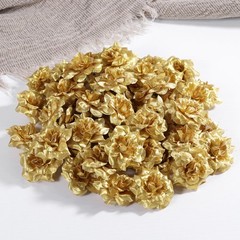 50Pcs Reusable Artificial Silk Rose Flower Heads Golden Wedding Decor