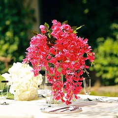 FUCHSIA 44″ tall Silk Wisteria Flowers Hanging Vine Bush Wedding Centerpieces