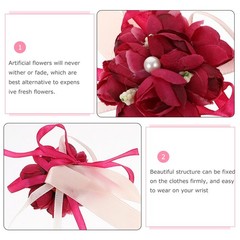 3 Pcs Wedding Flower Wristband Rustic Vintage Wristlet Bracelets for Prom Party