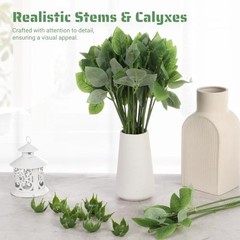 50 Pcs Rose Stems with Leaves & 50 Pcs Flower Calyxes Set – Fake Flower Stems
