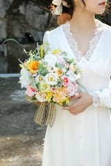 Serra Flora 73pcs Artificial Wedding Flowers Bouquets Centerpieces Faux Flowe…