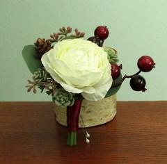 Silk Flower Winter WEDDING BOUQUET Chrysanthemum Ranunculus Roses Eucalyptus