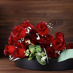 84 Black and Red SILK ROSE BUDS Wedding Flowers Bouquets Decorations on SALE
