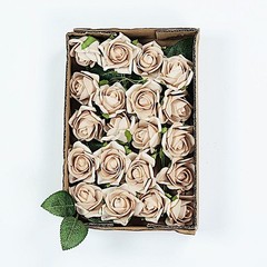 24 CHAMPAGNE 2″ Mini FOAM ROSE Flowers Stems Wedding Events Decorations Supplies