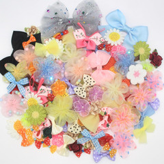 100 Pcs Satin & Organza Ribbon Bows Flower, Lace Patches Bead Appliques for Craf