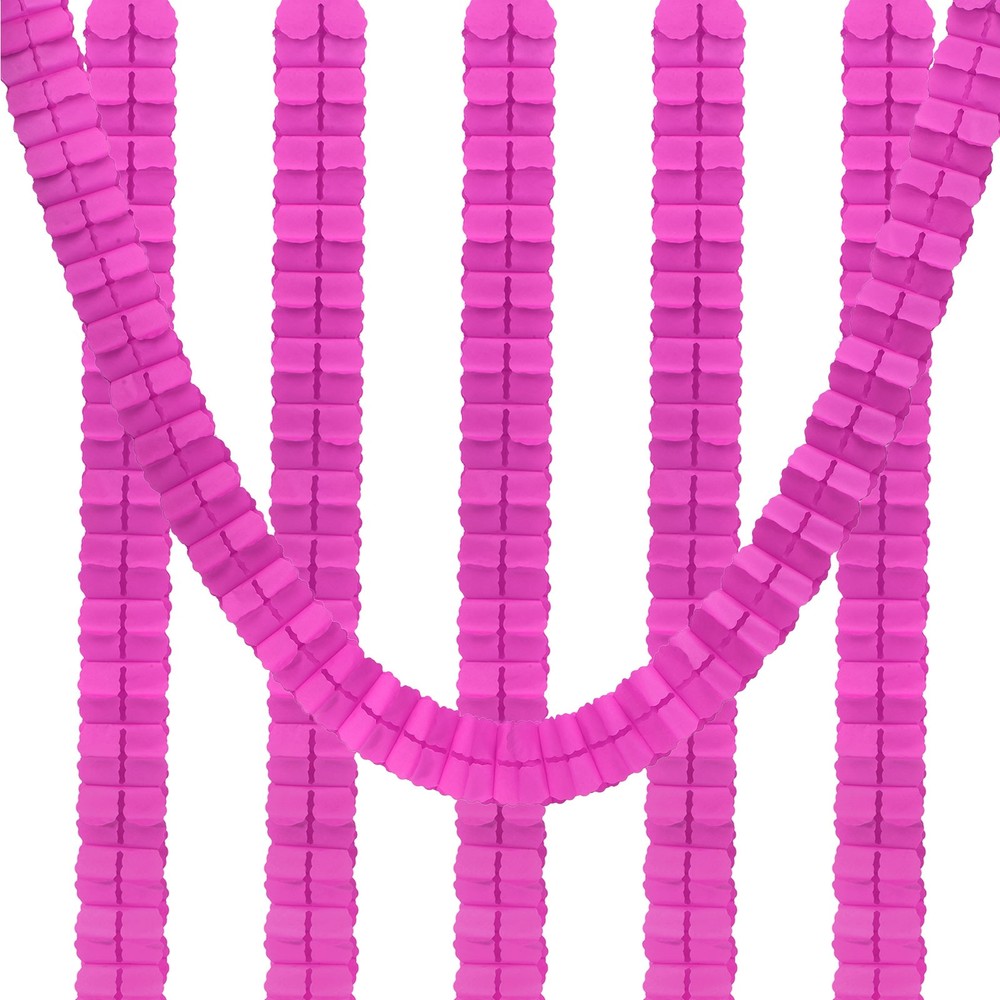 6Pcs 9.8ft Four-Leaf Paper Flower Garland Hanging Streamers, Fuchsia