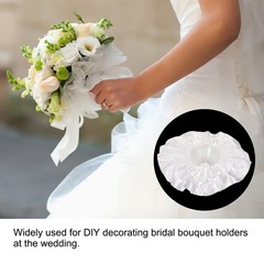 4Pcs Bouquet Collar Satin DIY Decoration Bridal Bouquet Holder for Wedding White