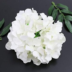 30 Pcs Silk Hydrangea Heads Artificial Flowers Heads and Stems Fake Pure White