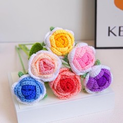 JOONOR 8PCS Hand-Woven Roses,Knitting Crochet Flower Multi(8pcs)