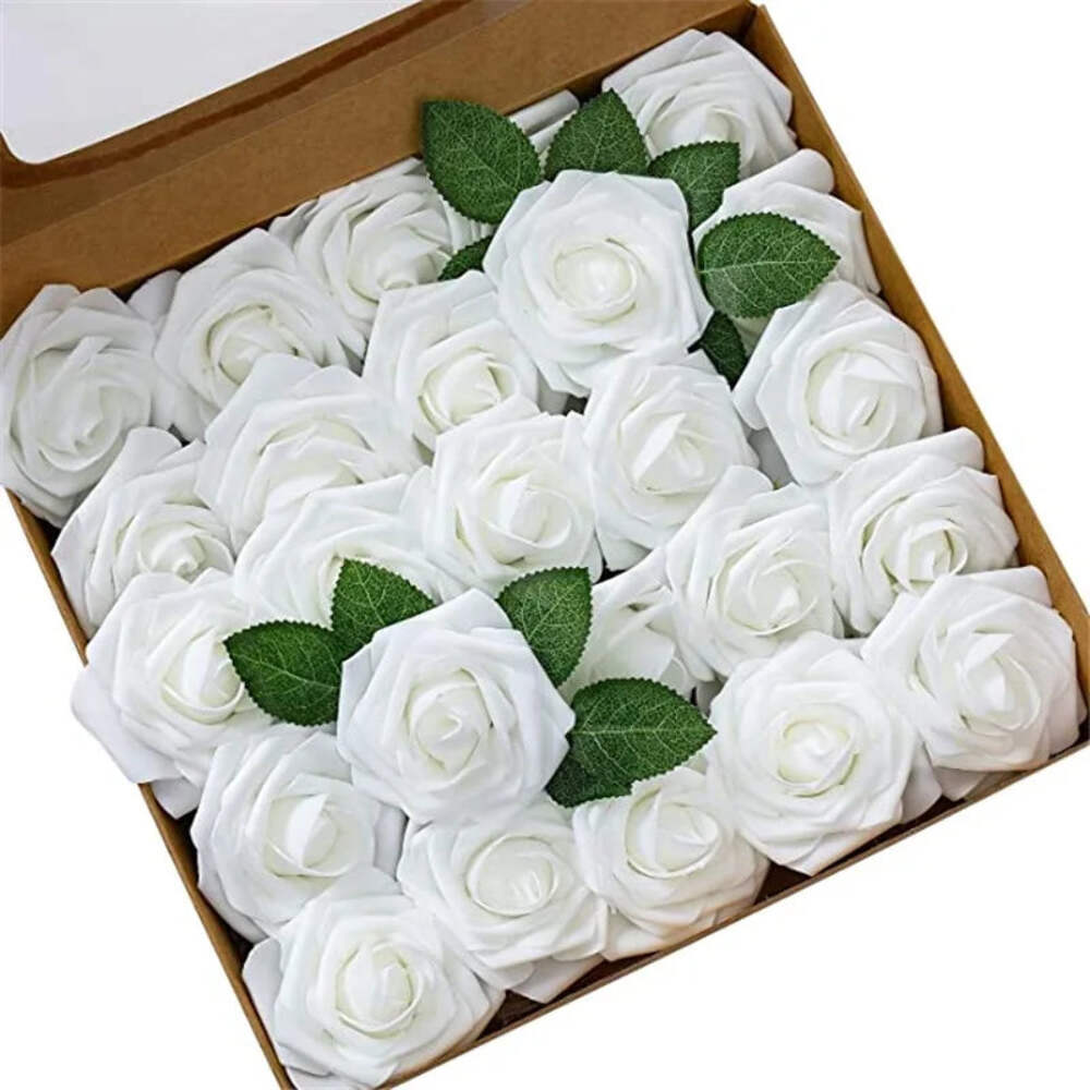 10/25/50Pcs Artificial Rose Flowers Foam Fake Faux Flowers Roses for DIY Wedding