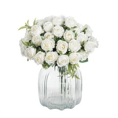 Artificial Flower Ten Head Silk White Rose Bundle Scrapbook Valentine Wedding Ou