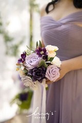 Ling’s Moment Lilac and Gold Bridesmaid Bouquet Set of 4, Lilac Wedding Bouqu…