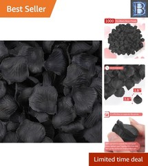 1000 Realistic Black Artificial Rose Petals for Romantic Weddings and Events