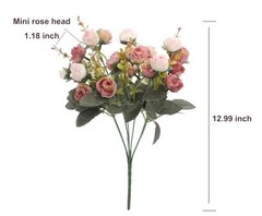 7 Branch1 Mini Rose Heads Artificial Flowers Bouquet Wedding Home 2 2 Pcs Pink