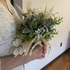 Beautiful Bridal Wedding Bouquet Lovely Budget Friendly Faux Florals White Green