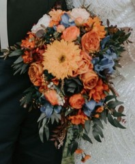 Cascading Artificial Wedding Flower Bouquet Bunch, Fall Colors