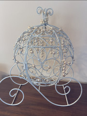 Cinderella Carriage Card Holder Wedding Centerpiece Pearl Decor 17×12 Elegant