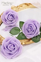 Lavender Artificial Flower Roses Real Touch Fake Flowers with 30PCS Lavender-1