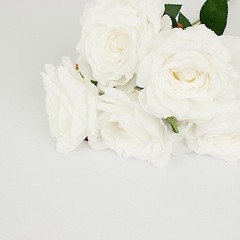 WHITE 2 Bushes 17″ Premium Silk Roses Artificial FLOWERS Bouquets Party Events