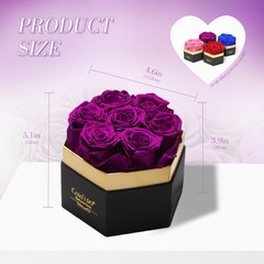 Preserved Roses Flowers for Delivery 7 Pcs, Mothers 7 Roses, Purple