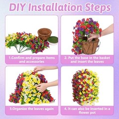 Artificial Fake Hanging Flowers Basket for Spring Yellow White Purple Red